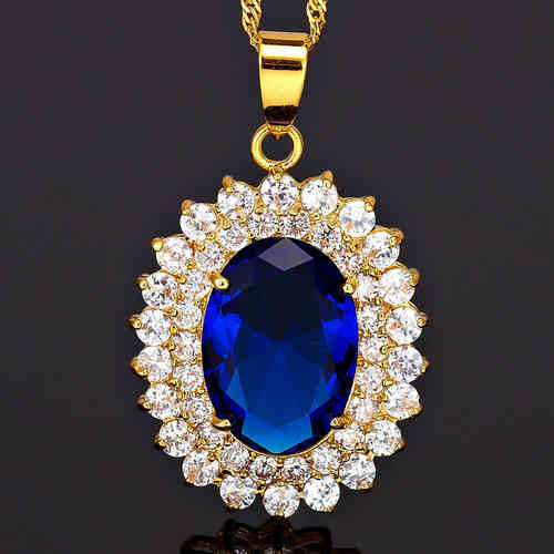 NECKLACE BLUE MYSTERY (pendant decorated with beautiful rhinestones)