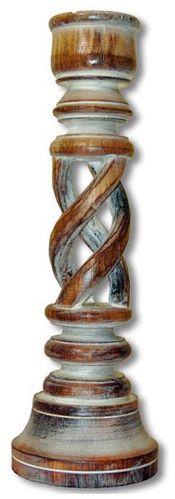 WOODEN CANDLE HOLDER AFRICAN WHITE - 30cm (HANDMADE!)