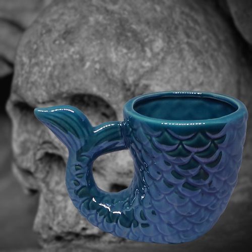 Keramik-Ritualgefäß Fisch blau Yemaya